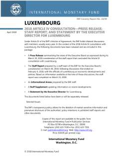 2018 Article IV Consultation - Luxembourg