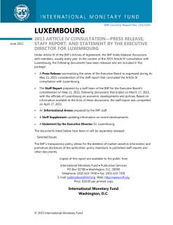 2015 Article IV Consultation - Press Release; Staff Report; and Statement by the Executive Director for Luxembourg