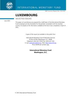 Luxembourg: Selected Issues; IMF Country Report 15/145; April 27, 2015